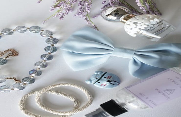 Hair accessories spread on white table