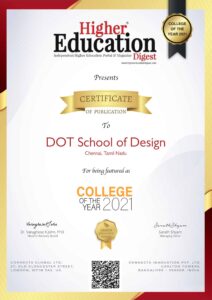 Certificate won by DOT school of Design