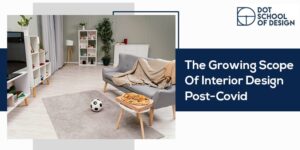 Living room neatly arranged with sofa, Television, small table with a ball on the mat explaining the growing scope of interior design