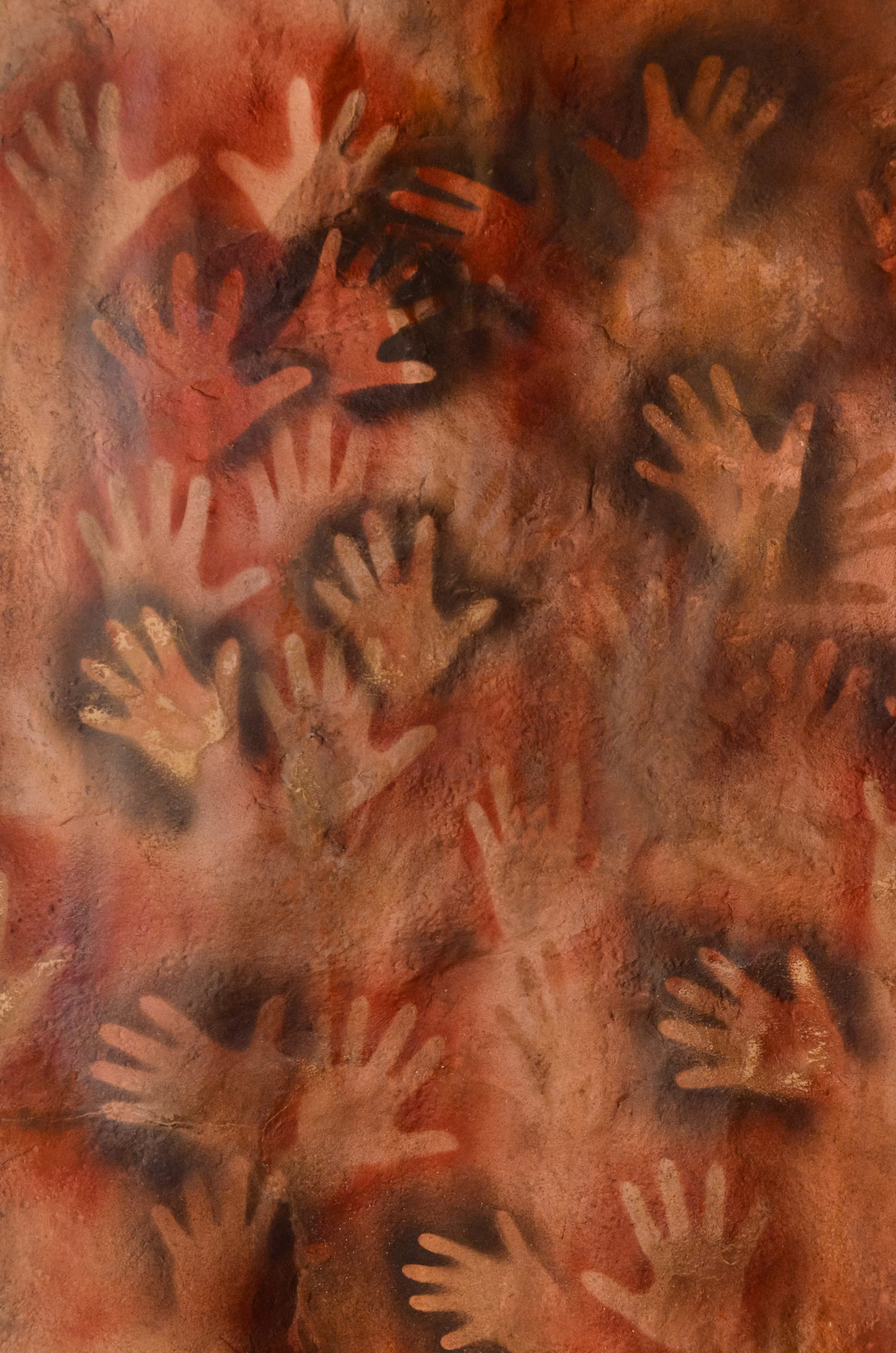 Hands painted on prehistoric cave walls